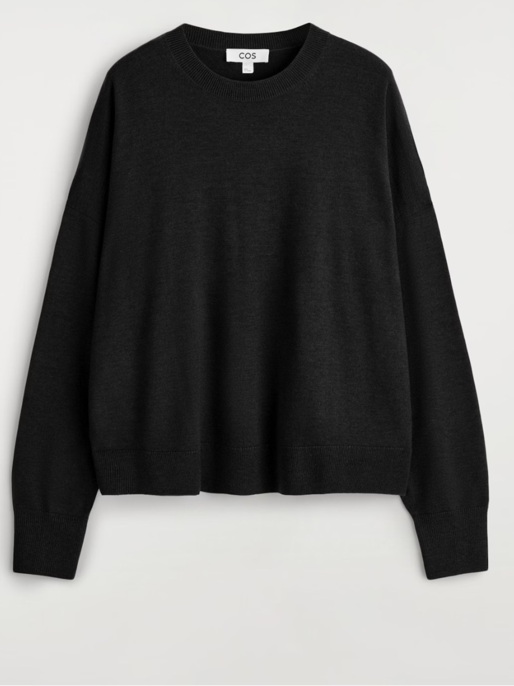 Cos MERINO WOOL CREW-NECK JUMPER black extra small